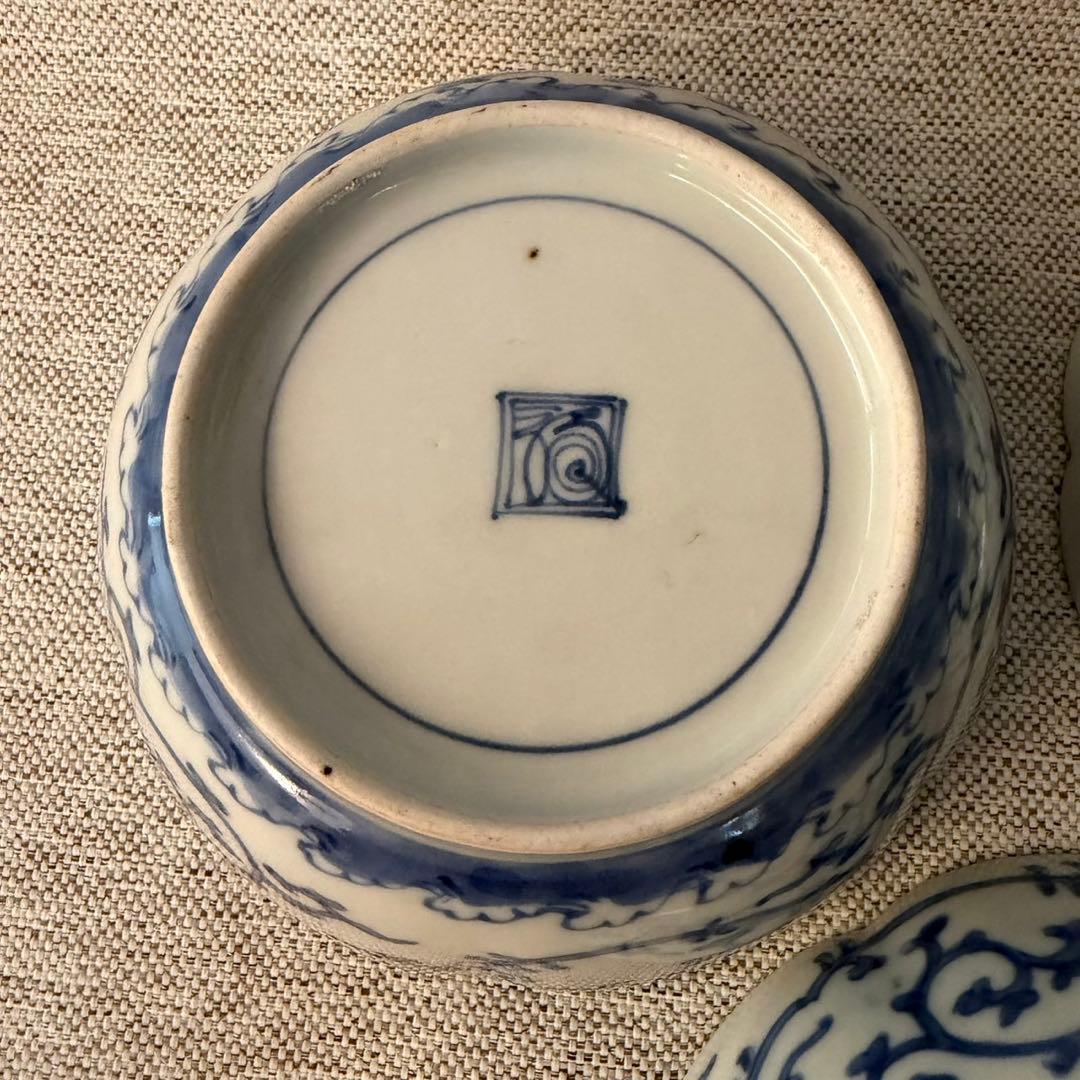 古伊万里　染錦　芙蓉手　松梅　渦福　なます皿　3枚