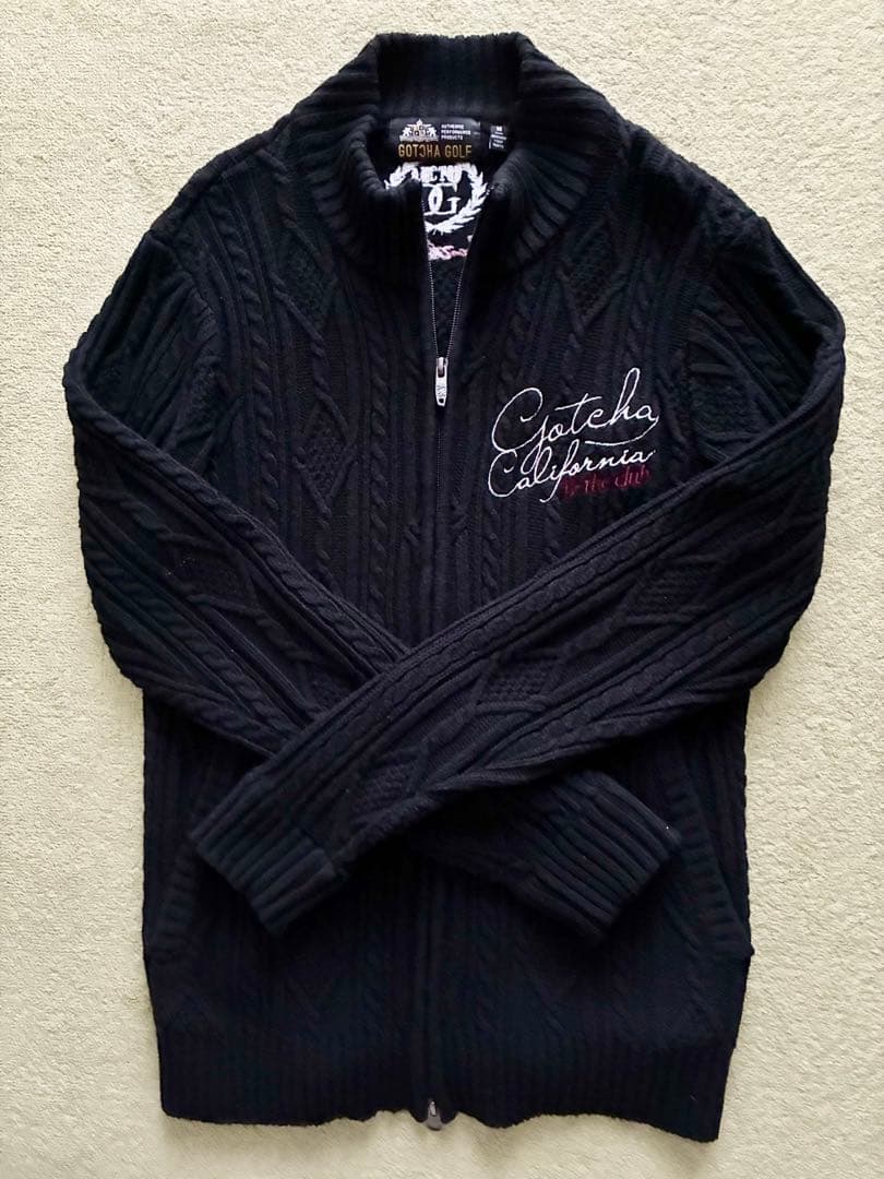 Gotcha Golf ゴルフ フルジップ 黒 M 刺繍ロゴ
