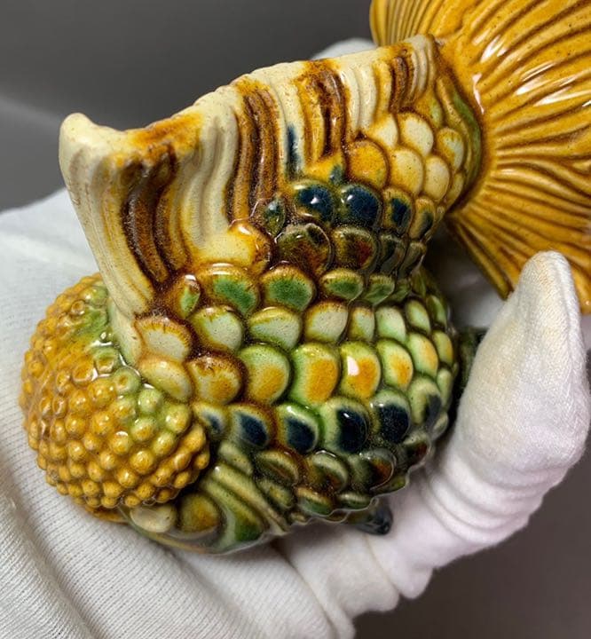 中国 三彩魚置物　f2220733