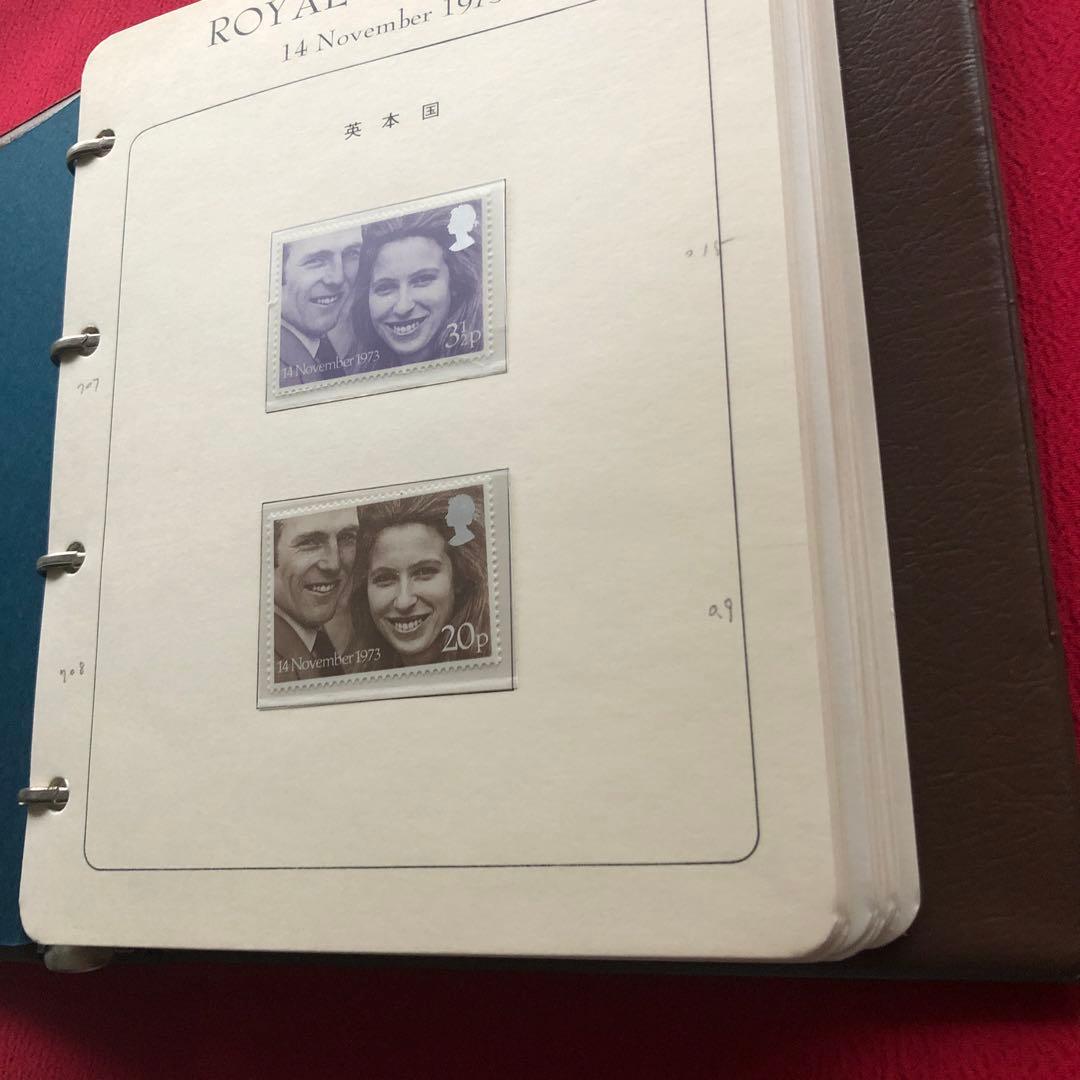昭和４８年　アン王女（エリザベス2世の長女）御成婚記念の各国切手アルバム３７ケ国