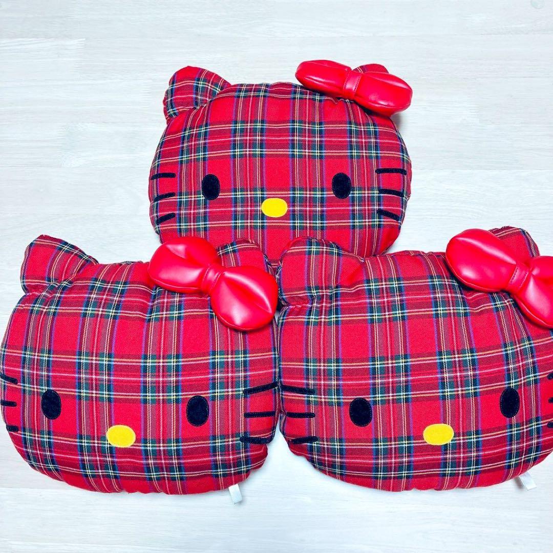 【超希少】サンリオ　ハローキティ　クッション　タータンチェック柄　レトロ　3個