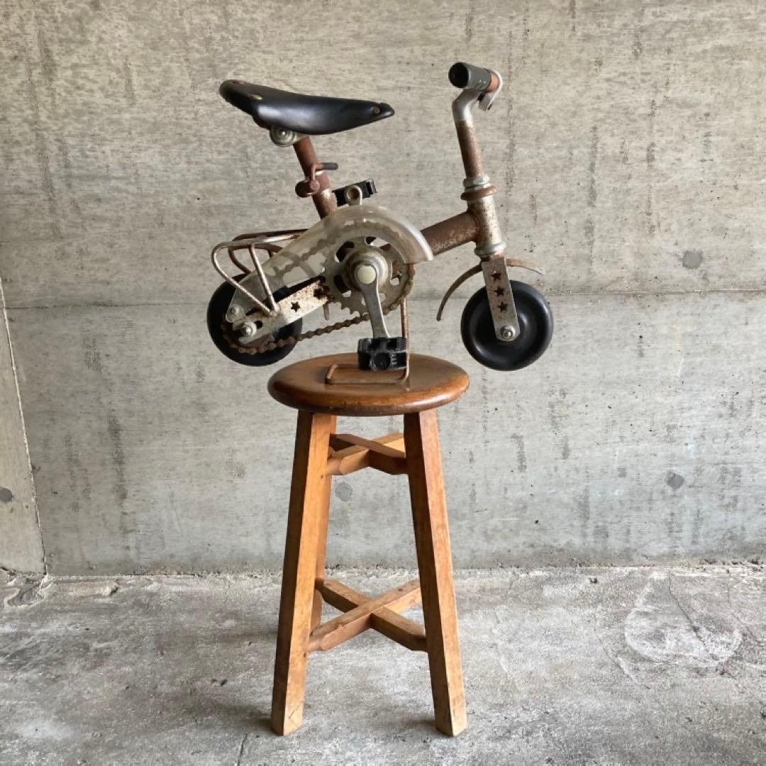 NENG HAO 豆チャリ ミニ自転車 台付き サイクル 置物 シャビー レトロ