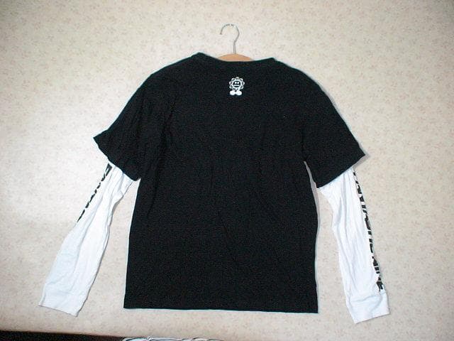 60832 FANTASTIC NINE 重ね着ロンT　黒ｘ白