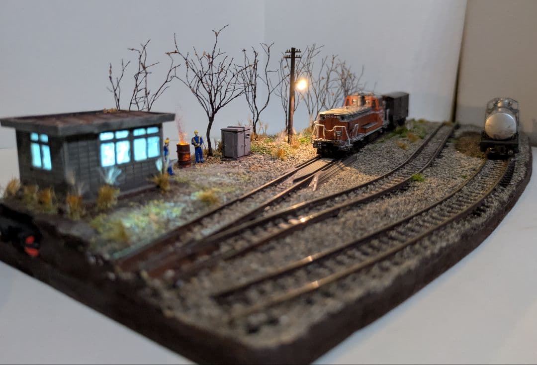 か*さ様 Nゲージ・ジオラマ展示台【昭和の秋、貨車留置線】※DE10、貨車付き