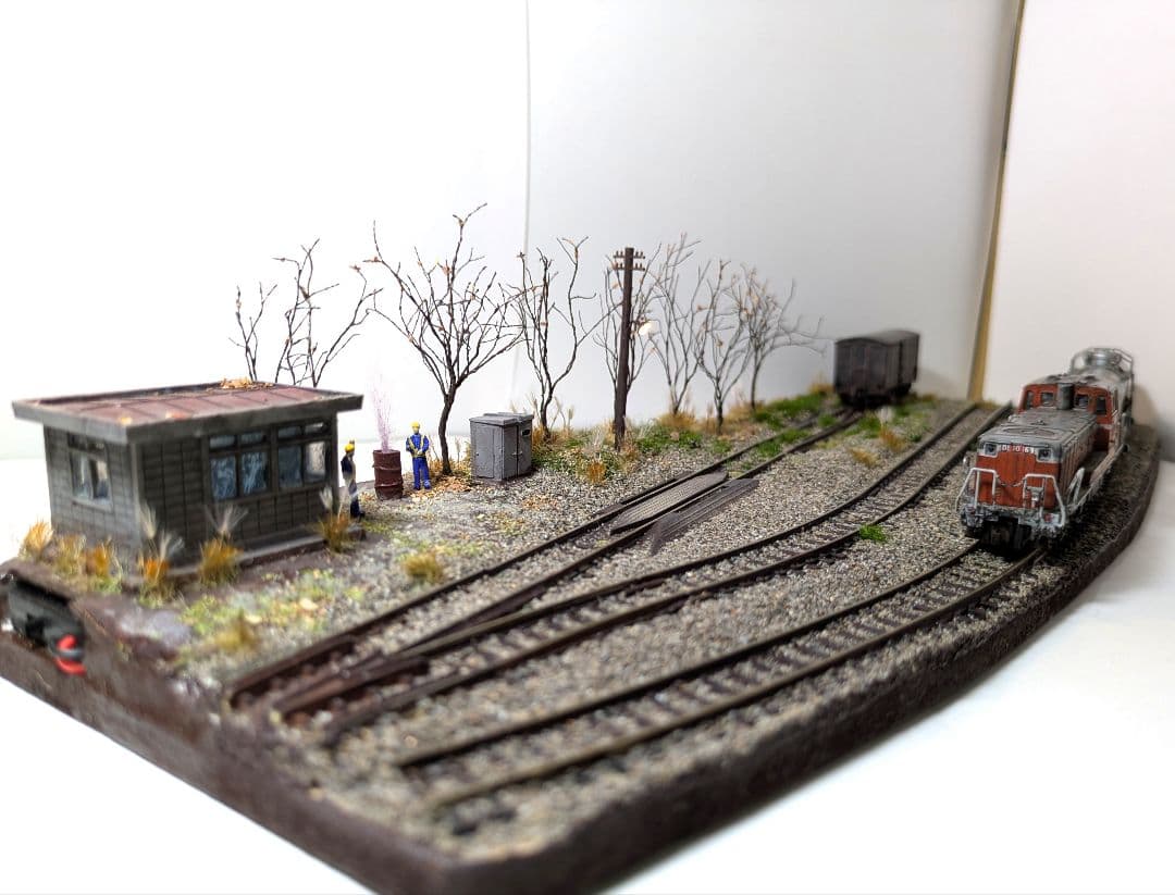 か*さ様 Nゲージ・ジオラマ展示台【昭和の秋、貨車留置線】※DE10、貨車付き