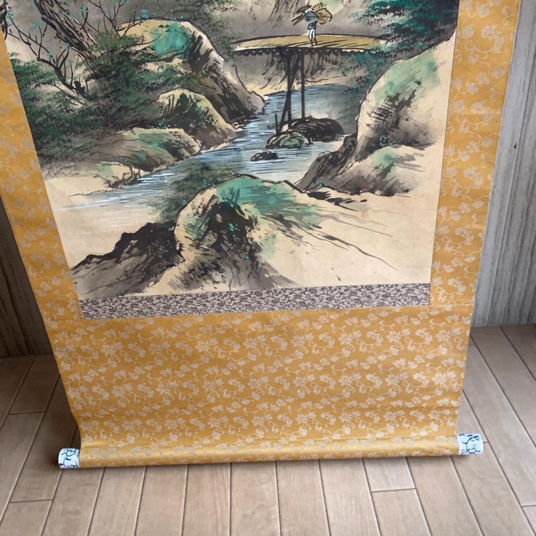 掛け軸 瀧の国　古物　肉筆　絹本