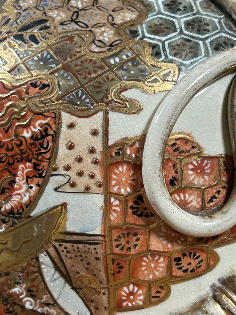 幕末　薩摩焼　金彩人物紋大瓶　共箱　送料込み250108