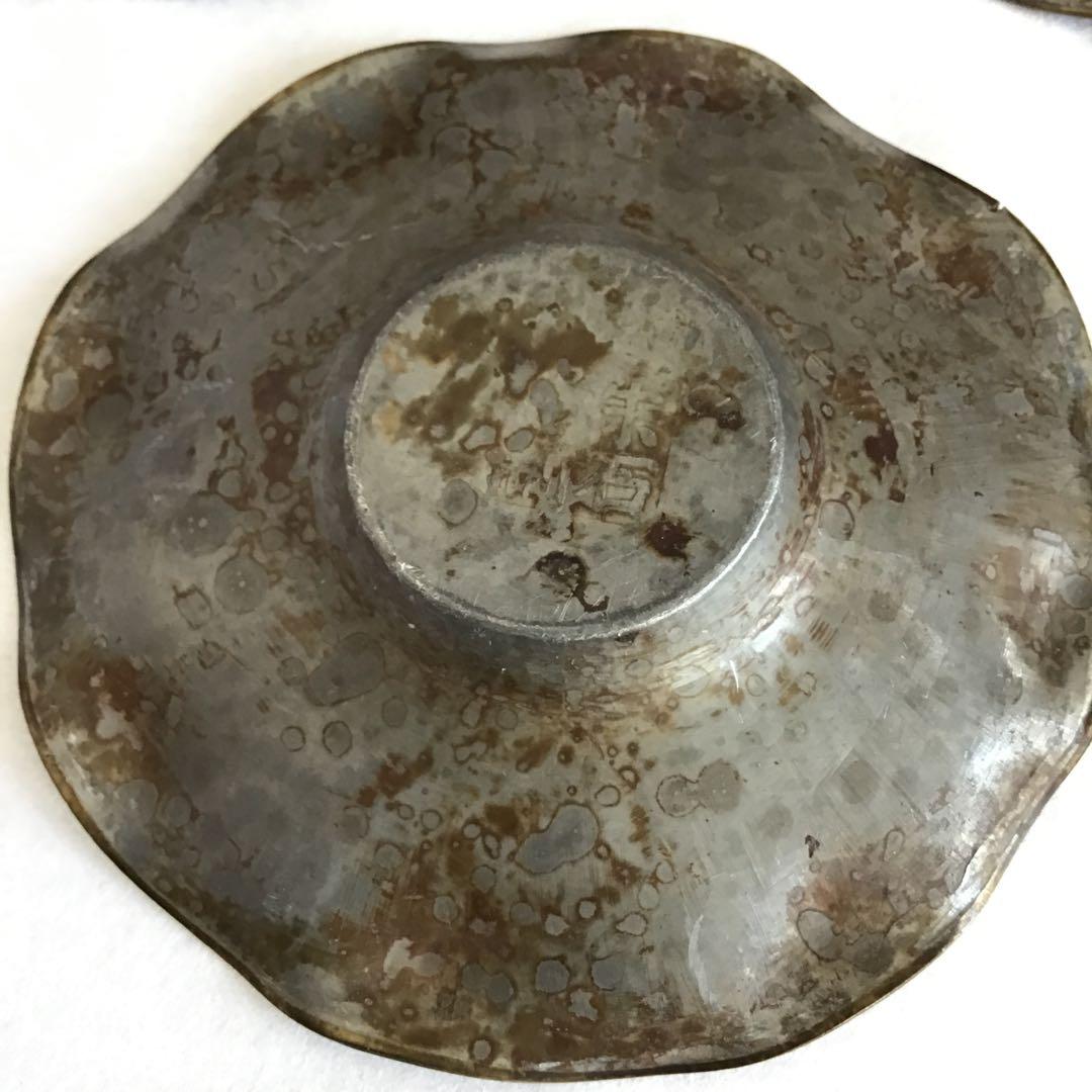 茶道具　純銀茶托大10枚　一鳳斎造と錫製(推定)茶托小5枚　共箱　S1012CT