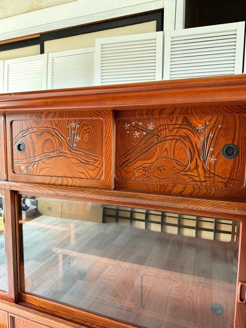 欅材 レトロ茶箪笥 水箪笥 古家具 昭和 アンティーク 収納棚