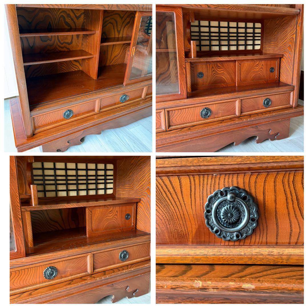 欅材 レトロ茶箪笥 水箪笥 古家具 昭和 アンティーク 収納棚