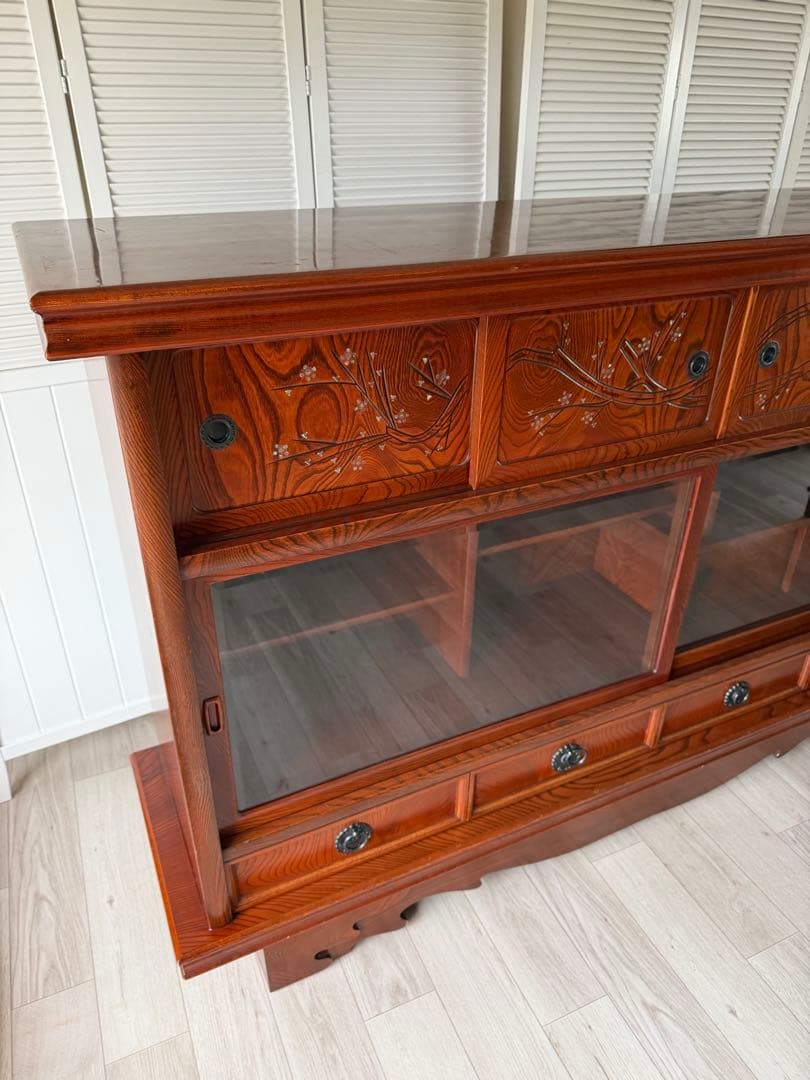 欅材 レトロ茶箪笥 水箪笥 古家具 昭和 アンティーク 収納棚