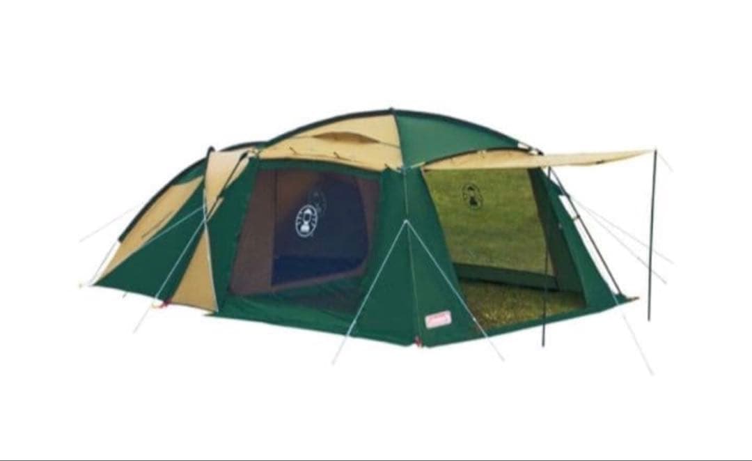 Coleman 2ルームドーム型テント 緑とベージュ
