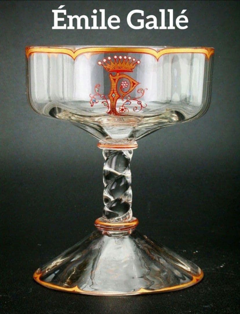 【期間限定値下】エミール・ガレ★エナメル彩★花装飾文★キャビネットグラス