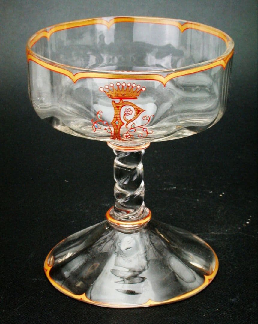 【期間限定値下】エミール・ガレ★エナメル彩★花装飾文★キャビネットグラス