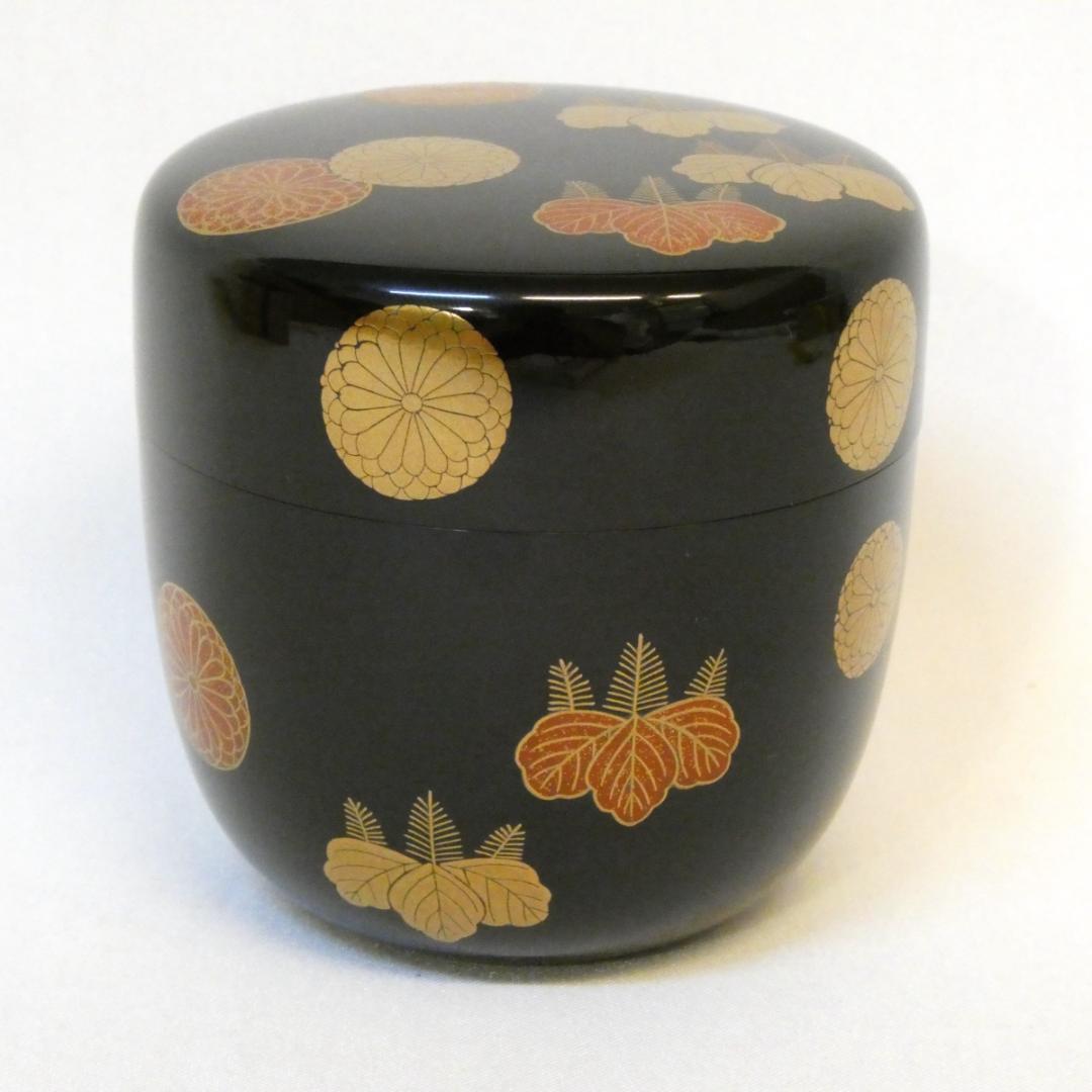 山中塗 細川司光作 内銀地 高台寺蒔絵 大棗 茶器 茶道具