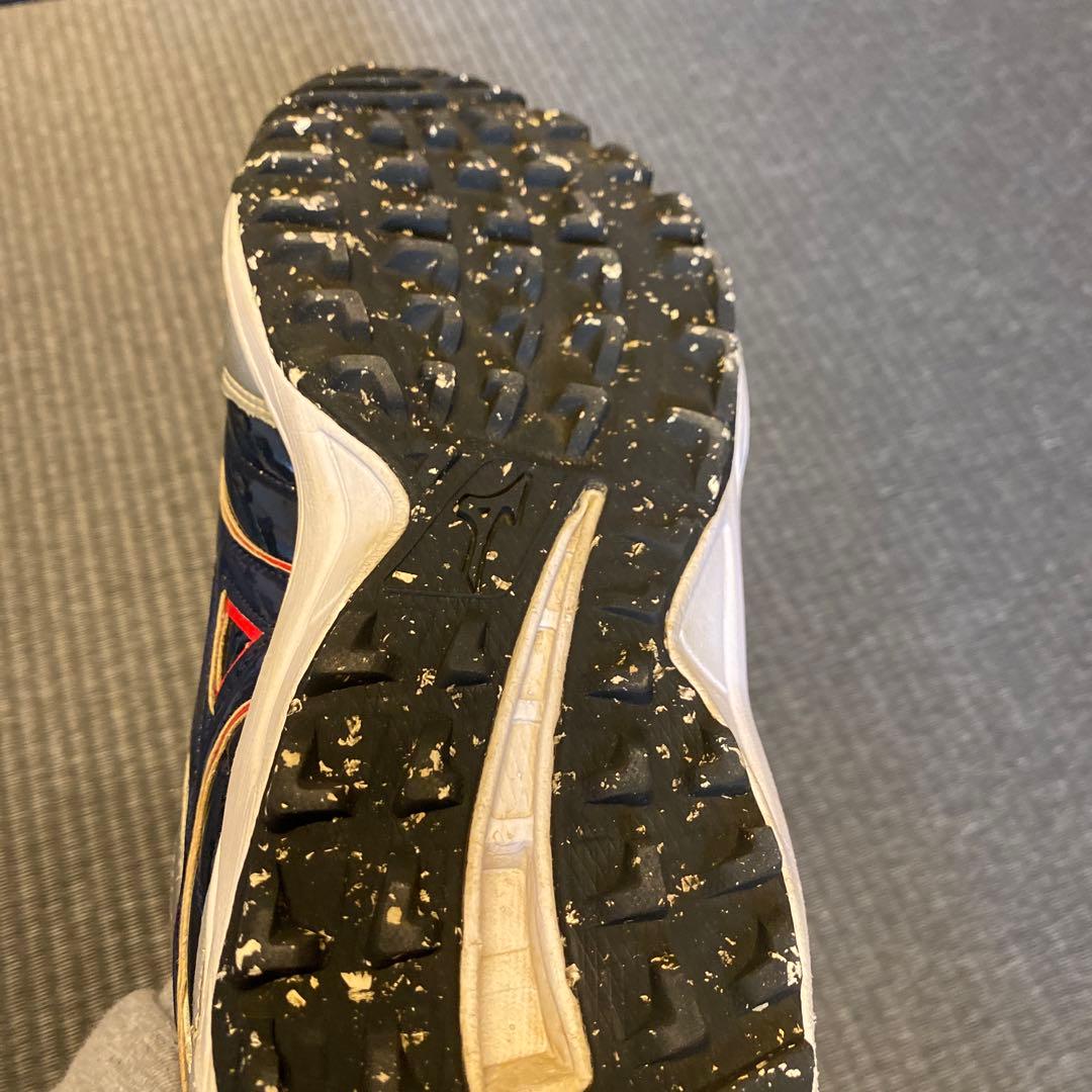 ミズノ スパイクシューズ ベルクロ ネイビー/シルバー/レッド