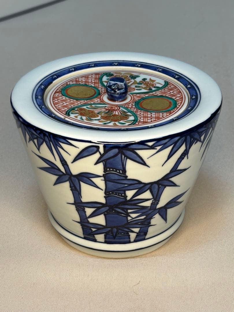 GACHAN茶道具　水指　真葛香斎　染付竹絵 即中斎　書付