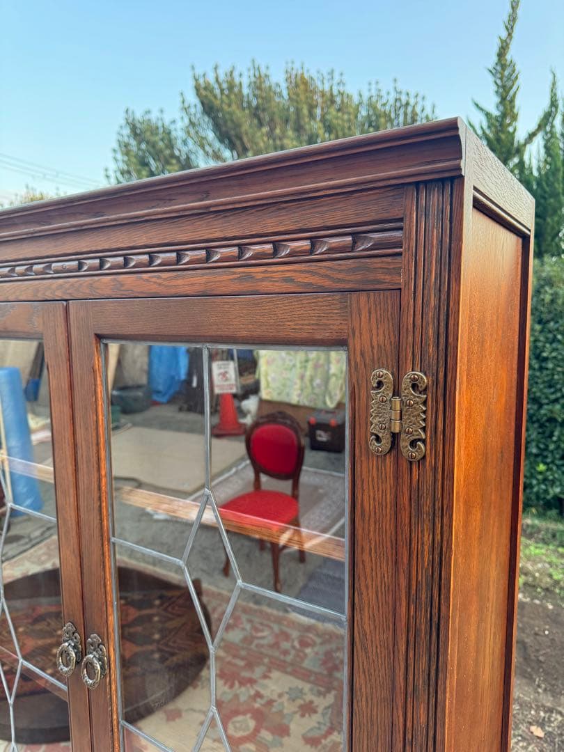 英国アンティーク 高級キャビネット スリム オールドチャーム様式 W92cm