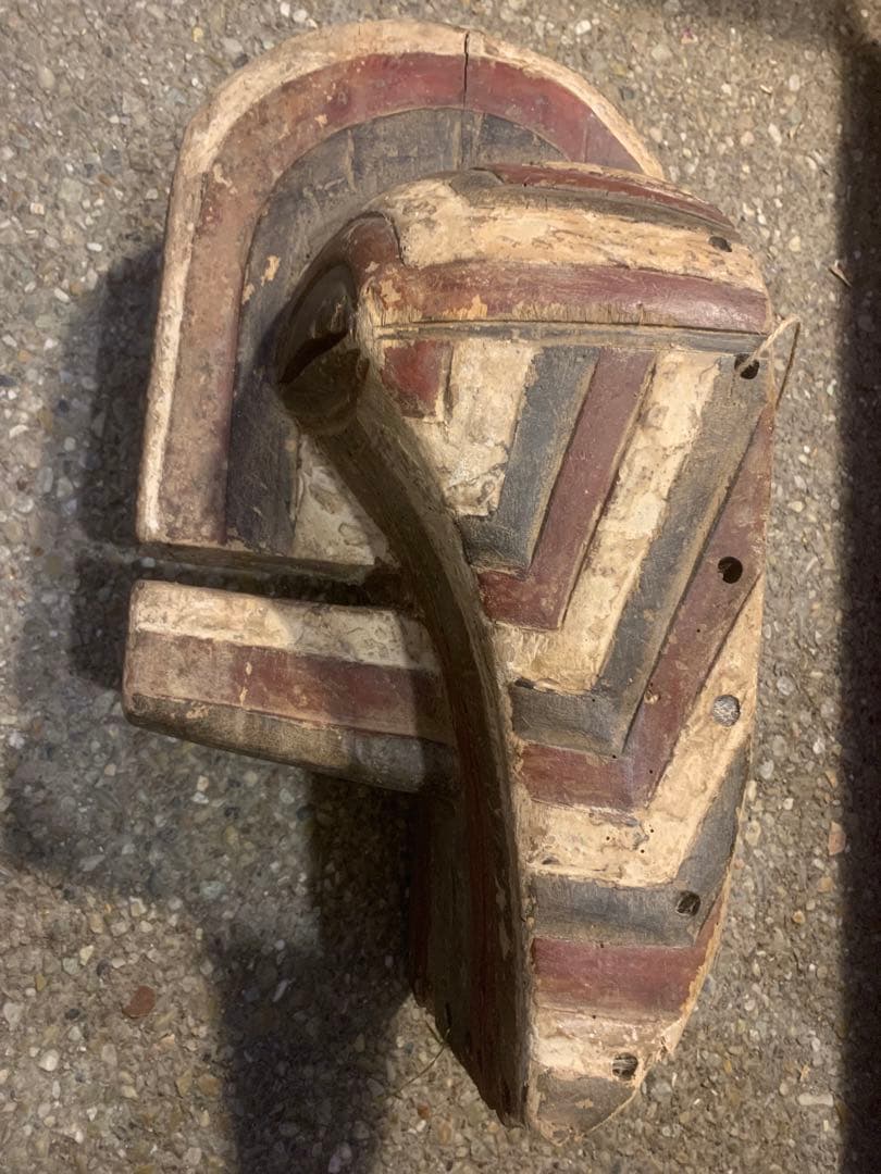 【数奇】アフリカ　バソンゲ族　仮面　大きいお面　ビンテージ　アンティーク　呪物