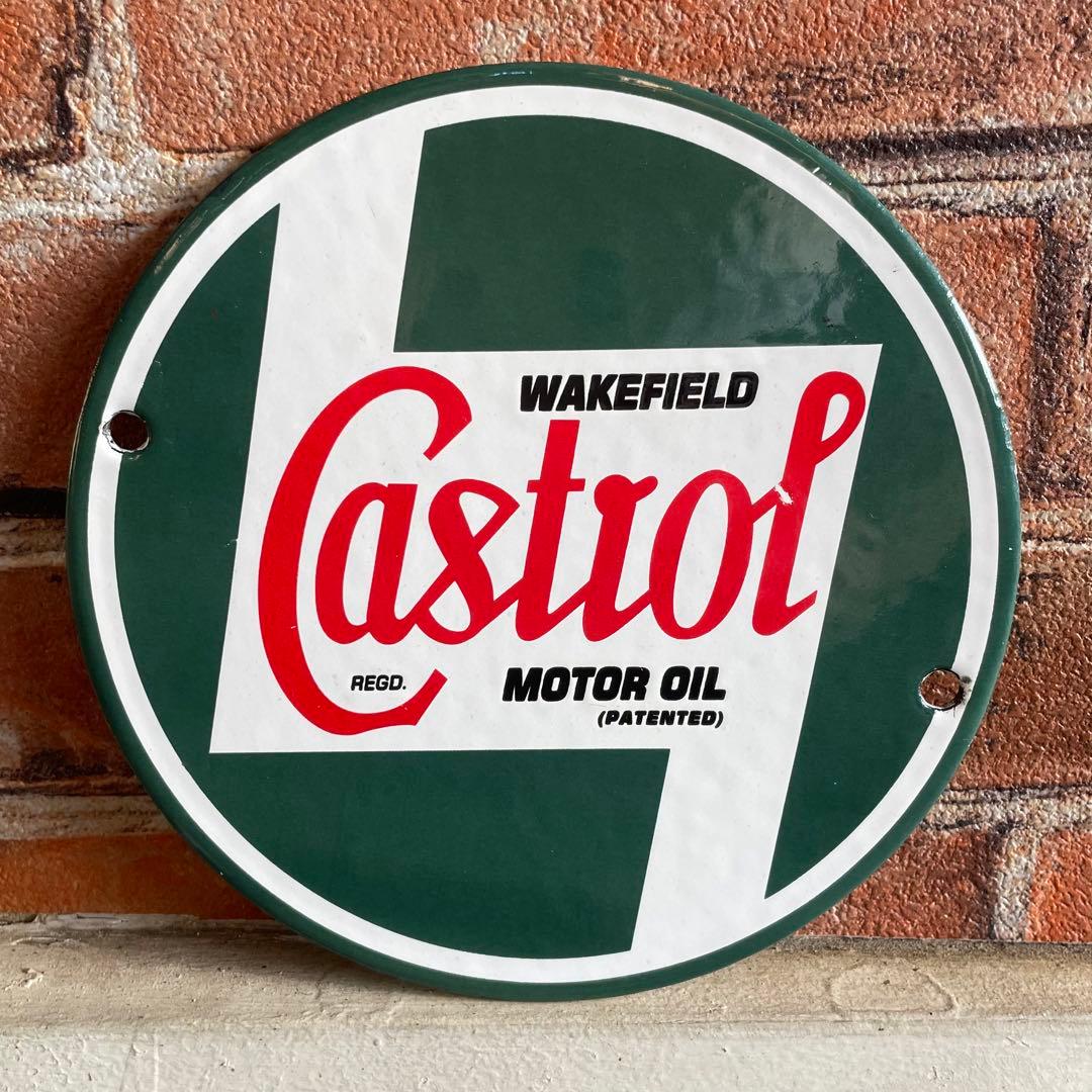 【オートモビリア】Castrol カストロール ホーロー看板【ガレージ】