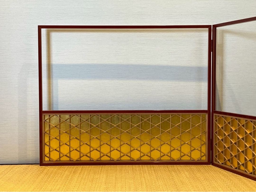 指物師 井川信斎 作 金張組子風炉先屏風 共箱 茶道具