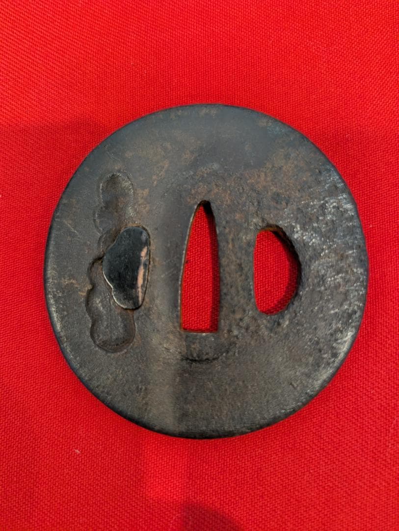 鍔 鉄地蕪図鐔 赤銅埋金 無銘 日本刀 刀装具 骨董 古美術 江戸時代 時代物