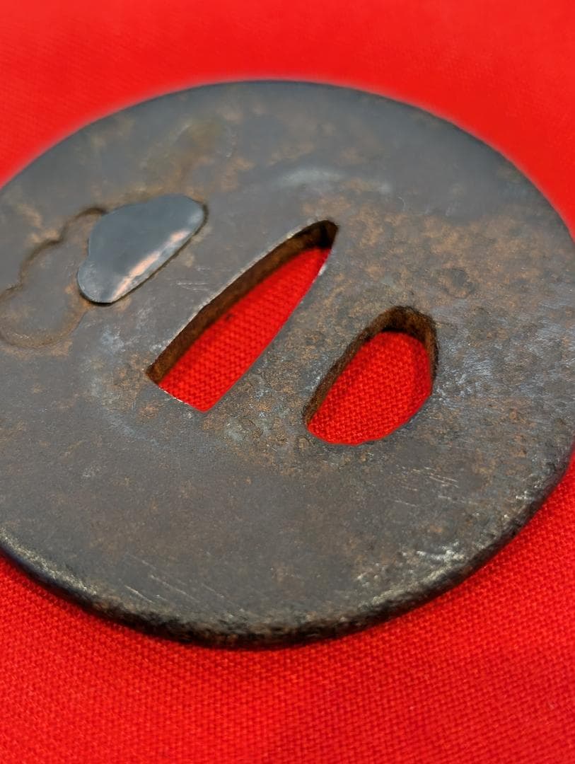 鍔 鉄地蕪図鐔 赤銅埋金 無銘 日本刀 刀装具 骨董 古美術 江戸時代 時代物