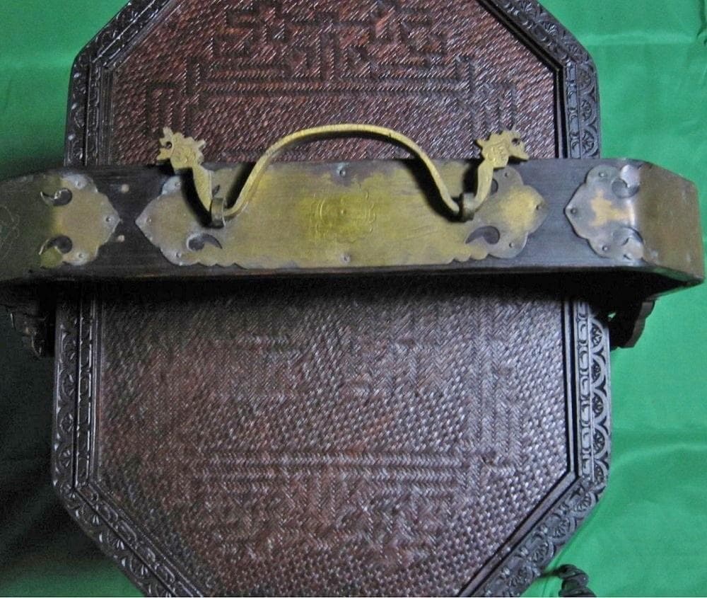 骨董　おかもち　岡持ち 木製三段