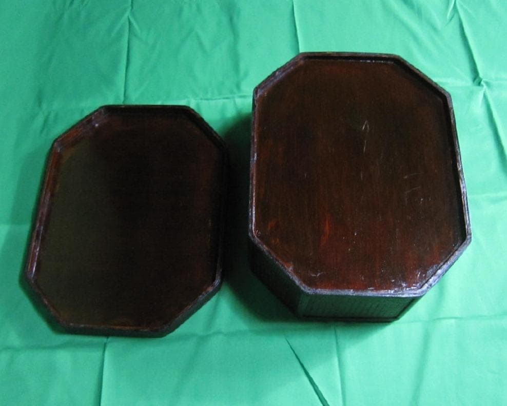 骨董　おかもち　岡持ち 木製三段