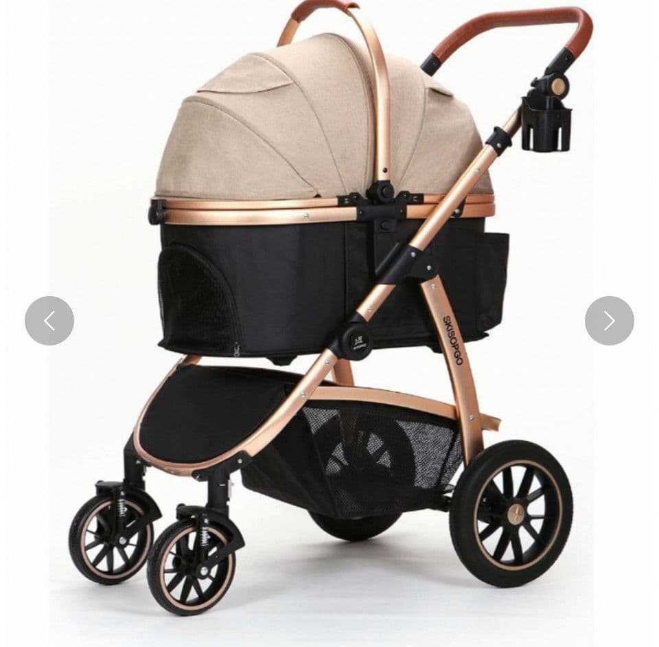 ペットカート ベージュ メッシュ窓付きSKISOPGO 型番aEEJ7t3gC