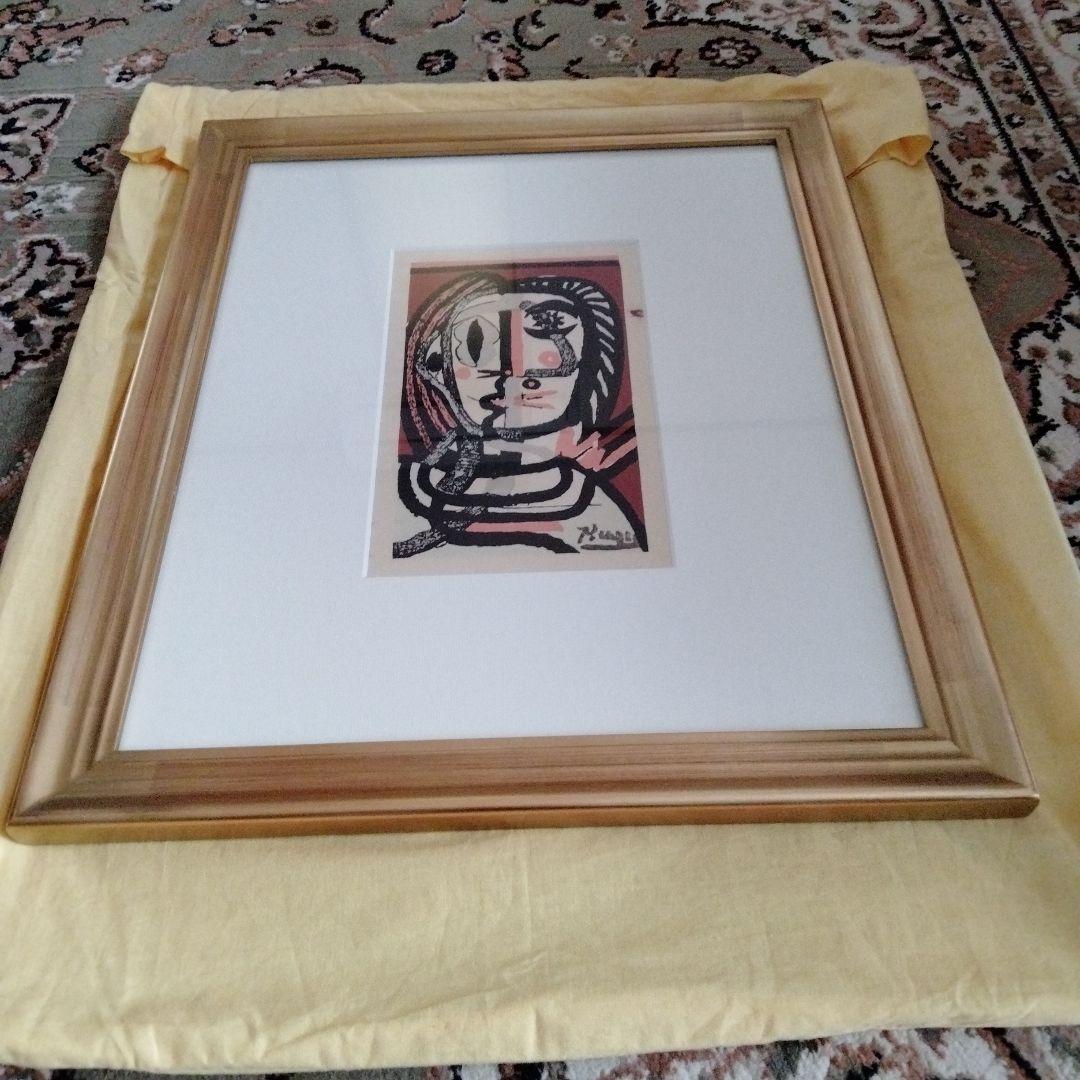 二十世紀偉大な画家パブロ・ルイス・ピカソ代表作品《顔》版画名作高級額装貴重希少