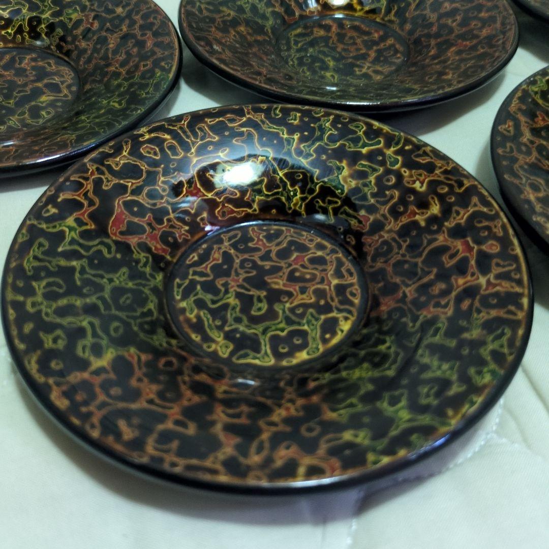 蔵出し　美品　漆器　津軽塗り　茶托　湯飲み受け皿　5枚セット