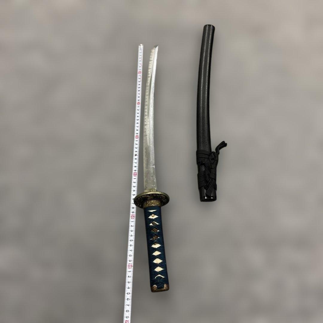 未開刃，模造刀、白鞘 刀 剣 長尺模造刀 模擬刀 舞踊 波紋刃 青い柄の刀