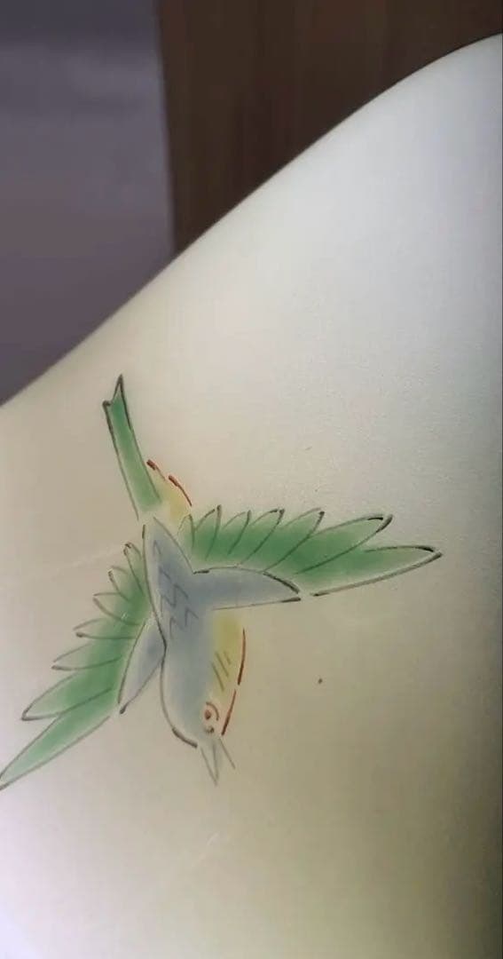 ぐい呑 菊文宮内庁用深川製菊小鳥　湯呑みセット径 7㎝×高 時代物5点木箱あり