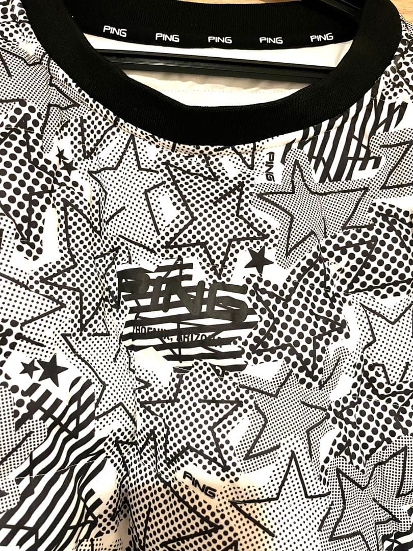 極美品 PING 中綿ブルゾン L パンツ M セットアップ 総柄 白 星 ロゴ