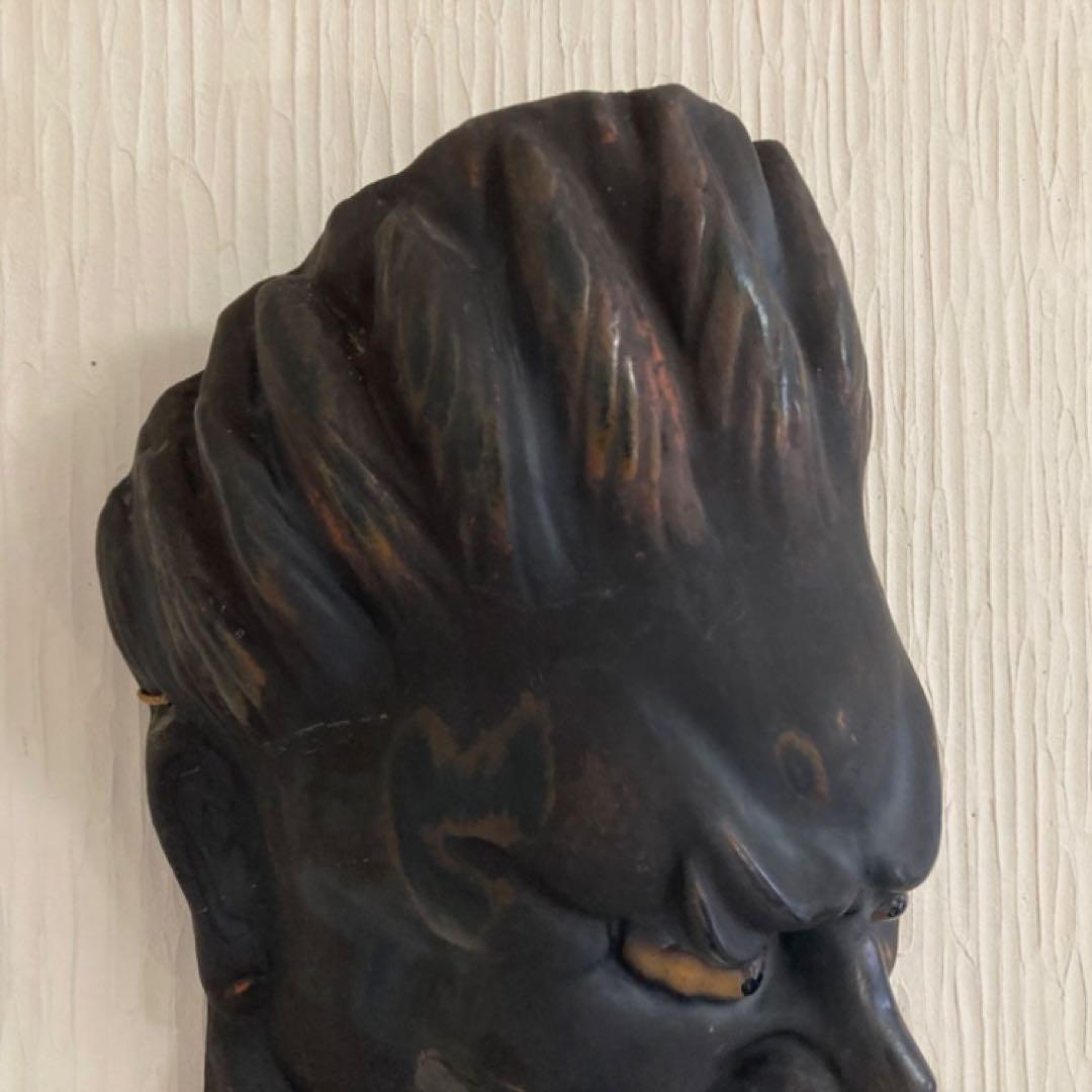 伐折羅大将 広目天⁇ お面 壁掛け 乾漆⁇ 仏教 美術 2点 骨董品 レトロ