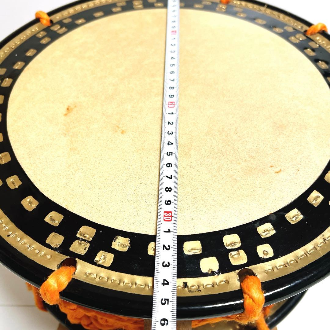 【良品】締め太鼓　和太鼓 35.5cm x 16cm 木製スタンド　金彩　蒔絵