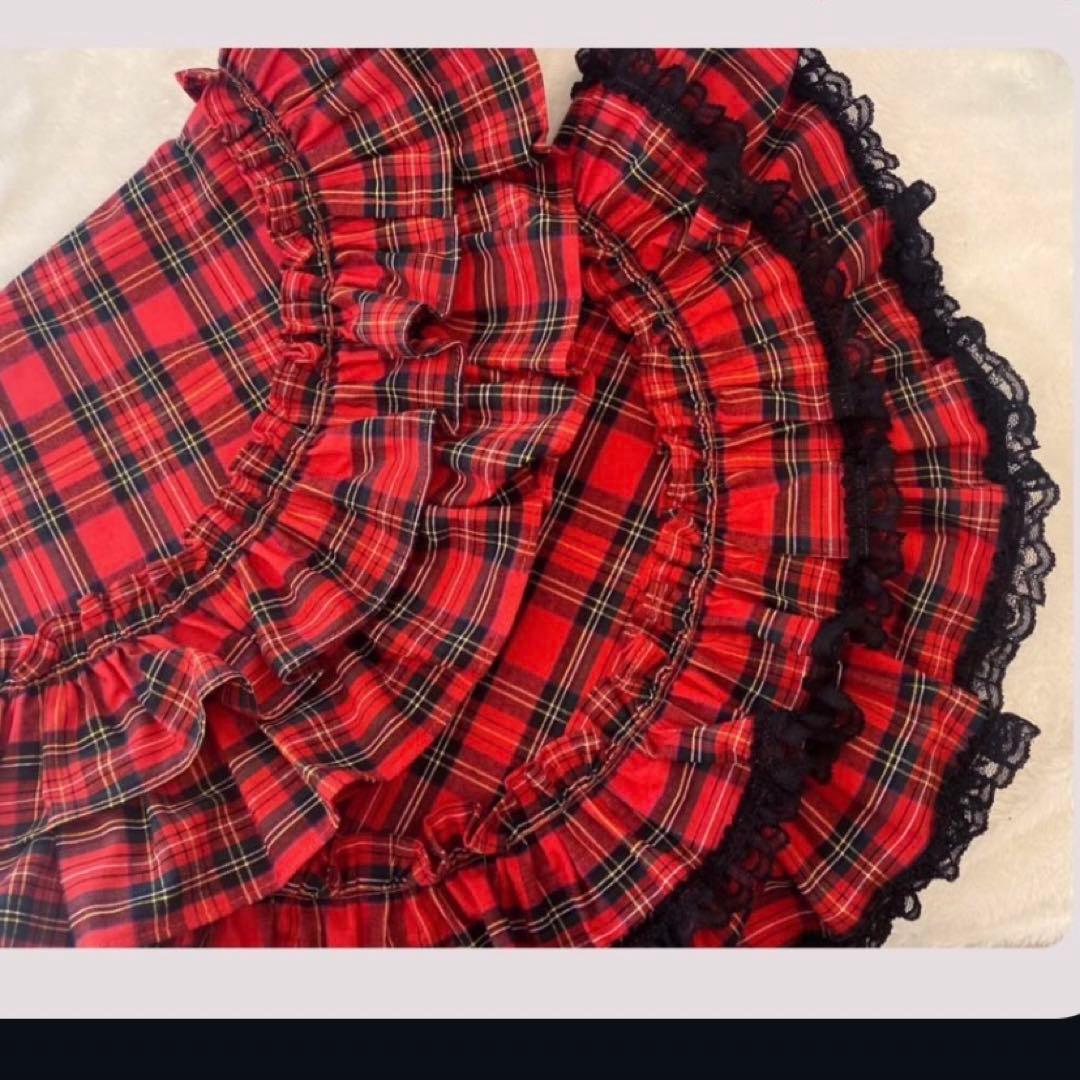 1210.カフェマットM56 赤タータンチェック　リバーシブルハンドメイド　犬服