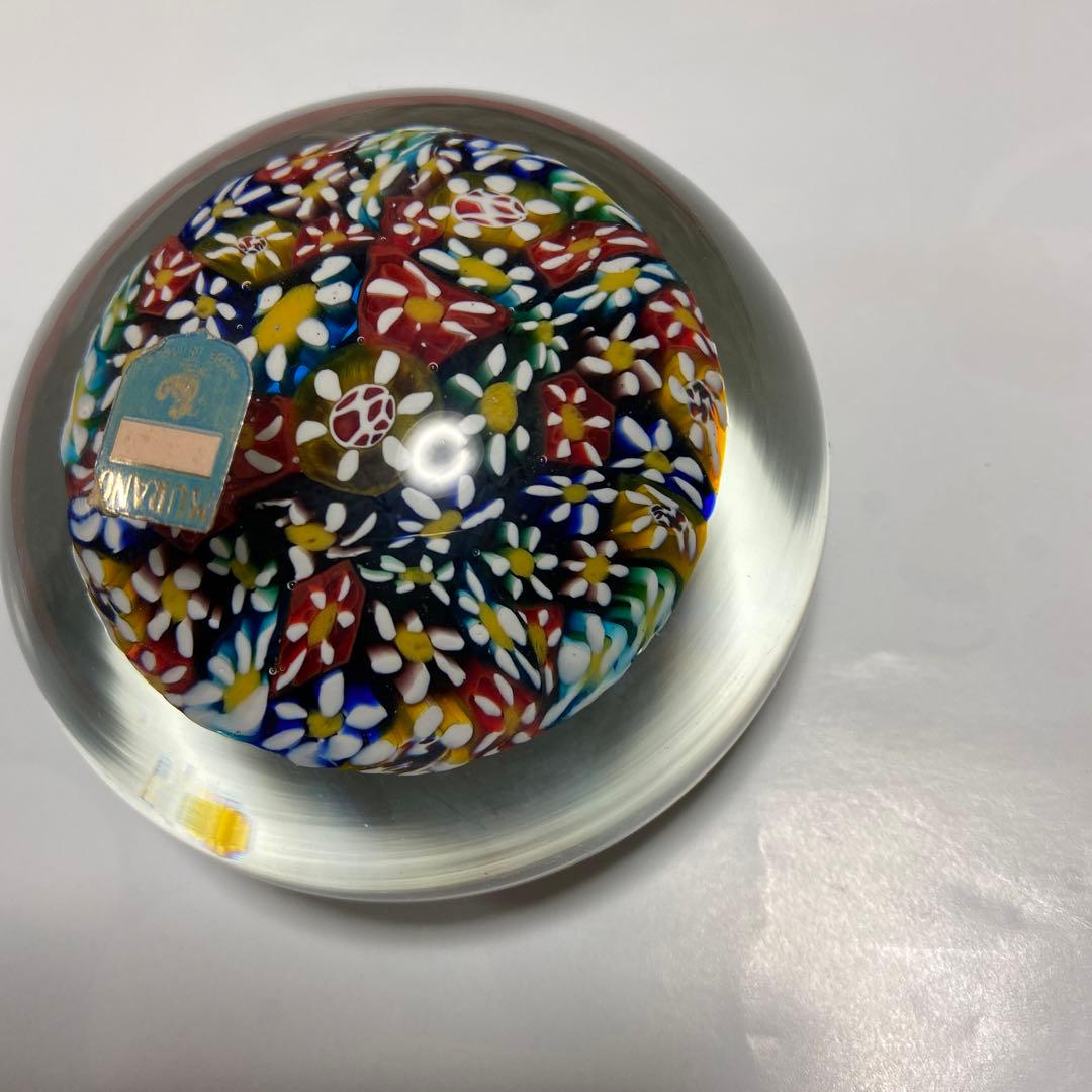 イタリア製ムラーノガラス　ミルフィオリ　ペーパーウエイト文鎮　レトロ　ビンテージ