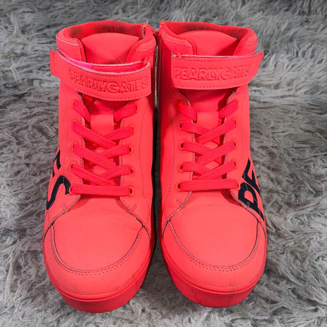美品PEARLY GATES ゴルフスパイク HI ハイカット ピンク 24.5