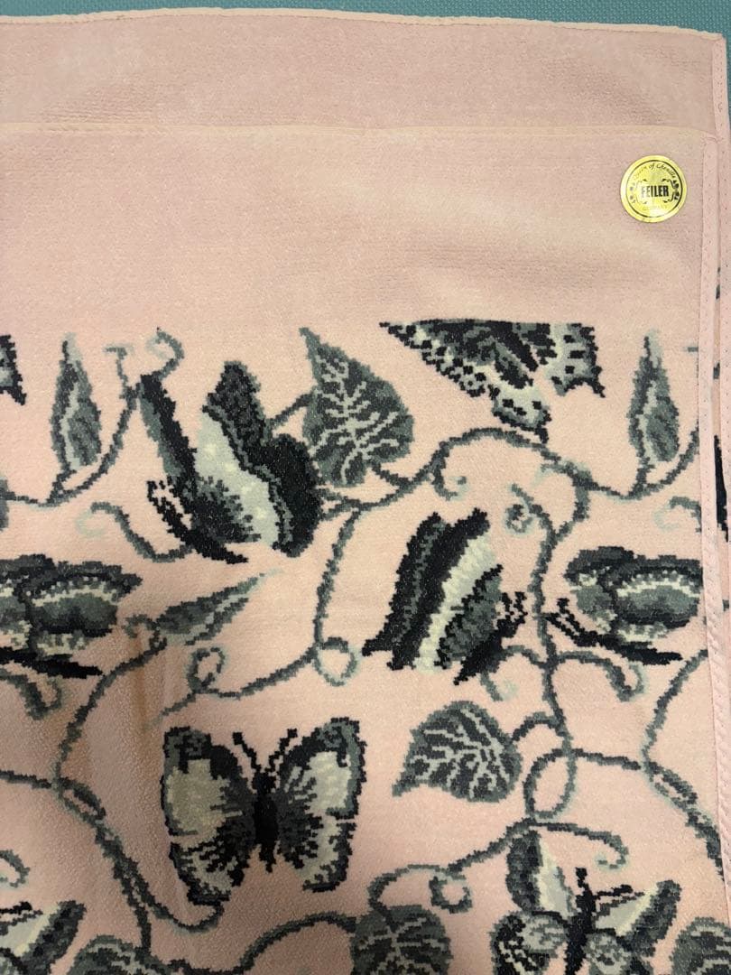 【新品】フェイラー蝶々ボタニカル柄 ピンクブランケット　大判バスタオル