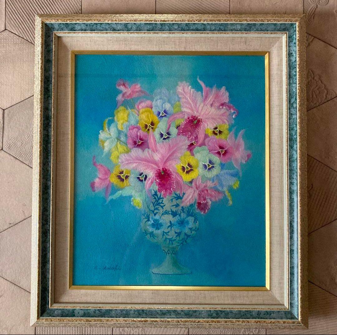 油絵　絵画 　佐々木澄江　花の絵　額入り　日本画家