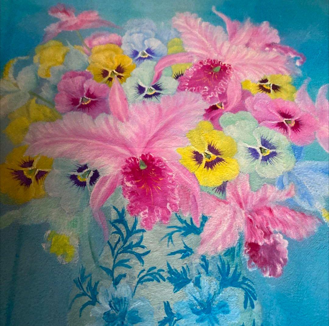 油絵　絵画 佐々木澄江　花の絵　額入り　日本画家