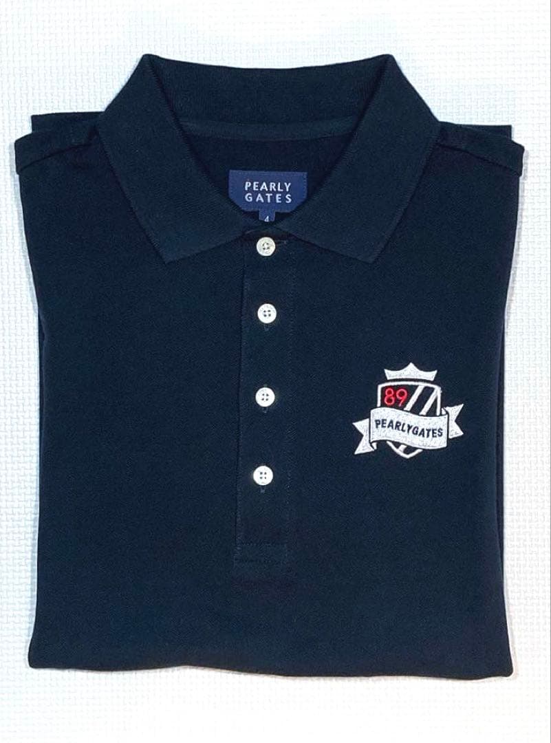 パーリーゲイツ コットン鹿の子 襟バックプリント ポロシャツ（NAVY／4）