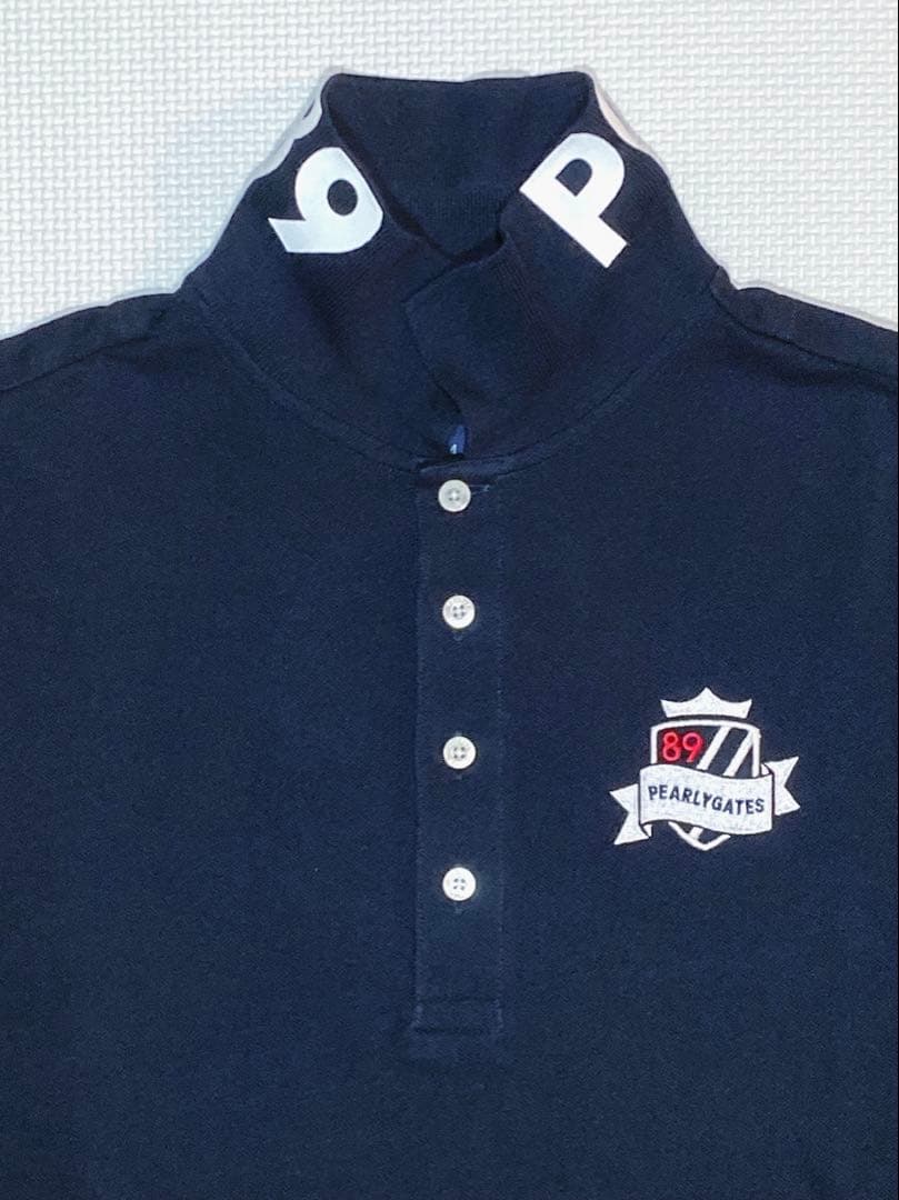 パーリーゲイツ コットン鹿の子 襟バックプリント ポロシャツ（NAVY／4）