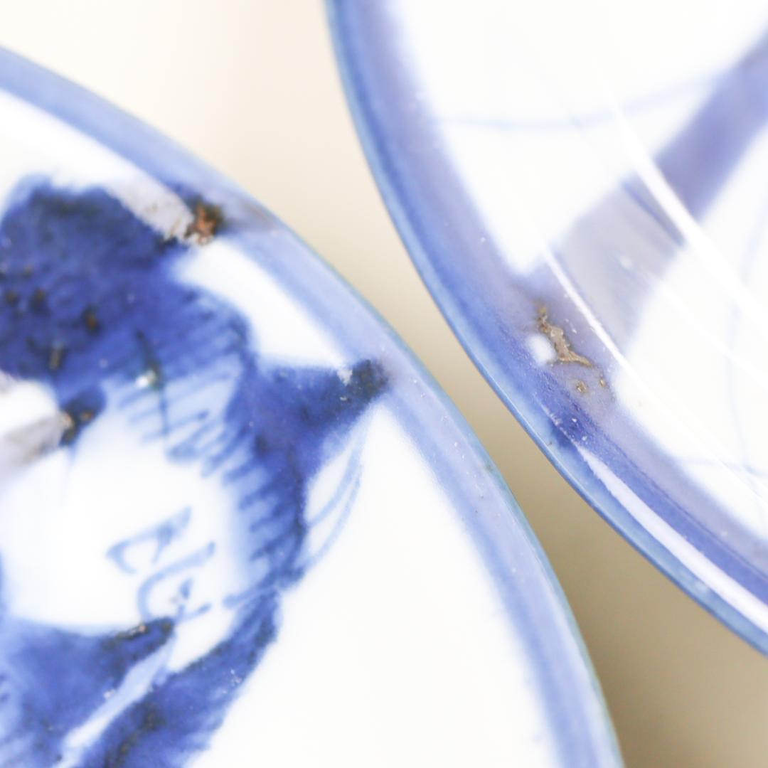 萬暦年製 染付 雁紋 皿揃い 5枚