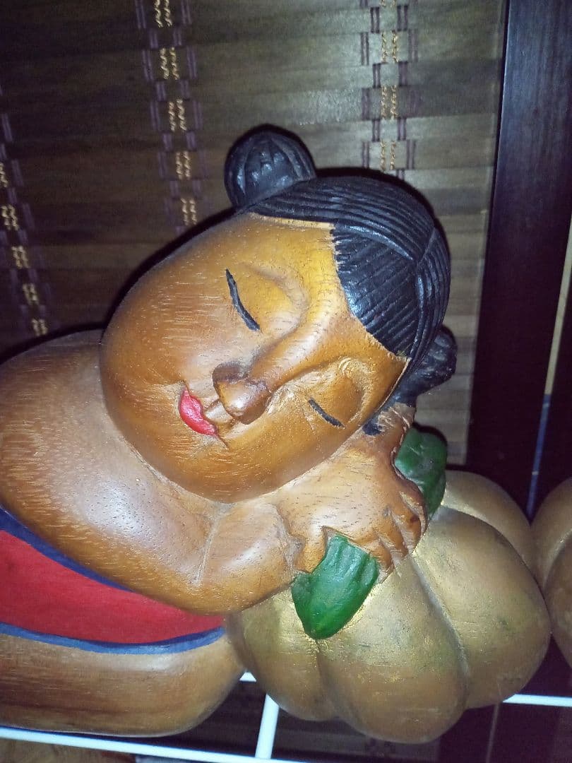 ヴィンテージ　タイThailand手彫り木人形　2体セット売り