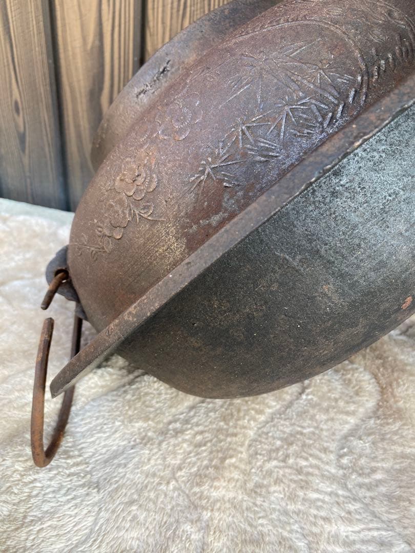 特大　茶釜　囲炉裏　鉄瓶　大型　南部鉄器　骨董