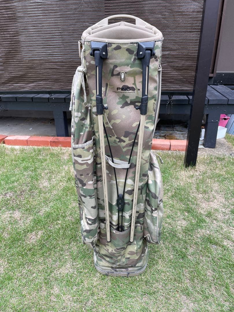 PING 迷彩キャディバッグ スタンド付き