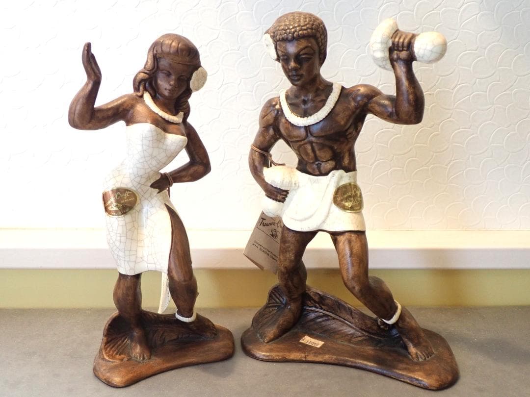 トレジャークラフト 1959年 フラダンス陶器製 2体ペア オールドハワイ